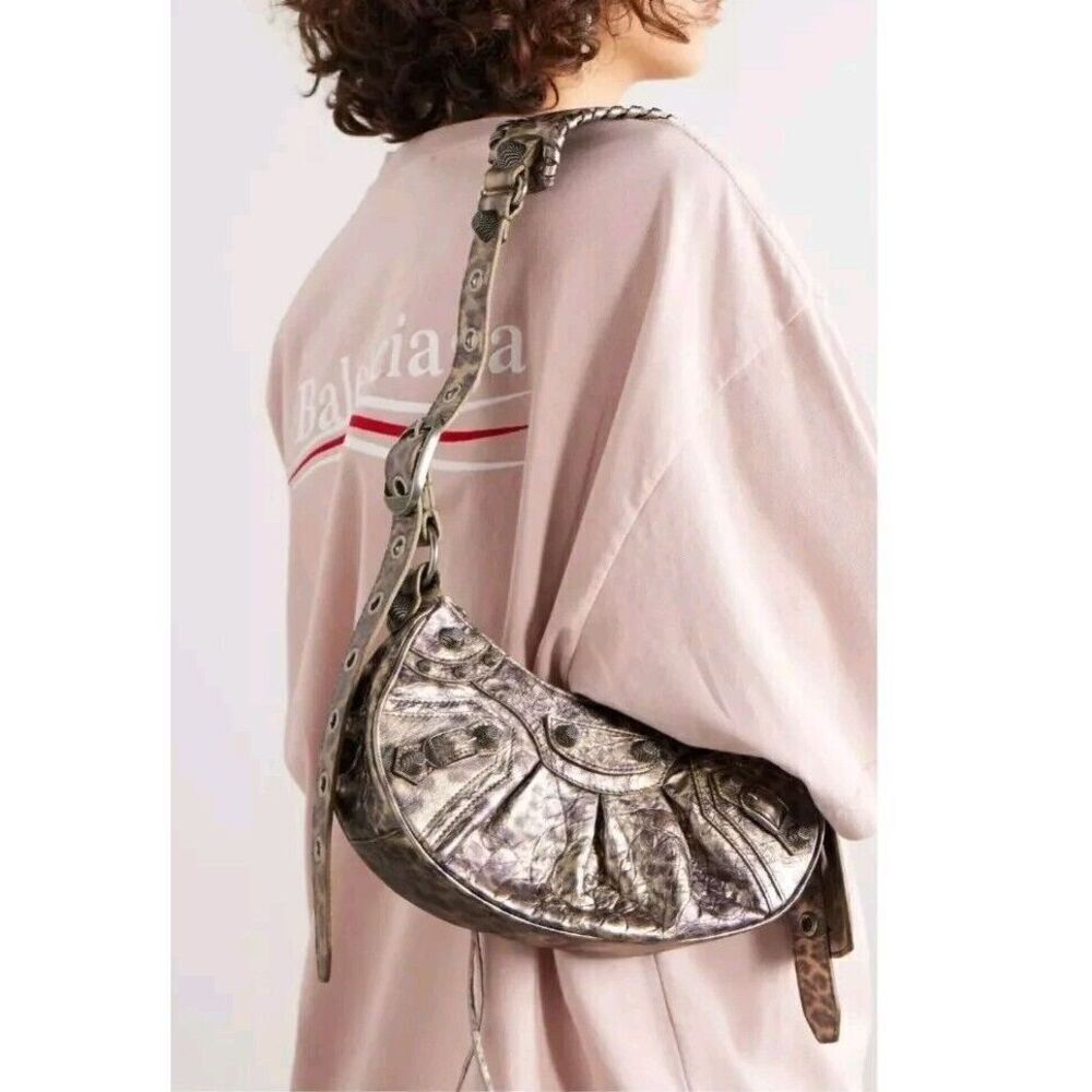 Balenciaga LE CAGOLE XS Metallic Leopard Stud Shoulder Crossbody Mini Bag $2750